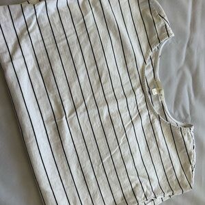 Nine Britton White and Black Striped Tee